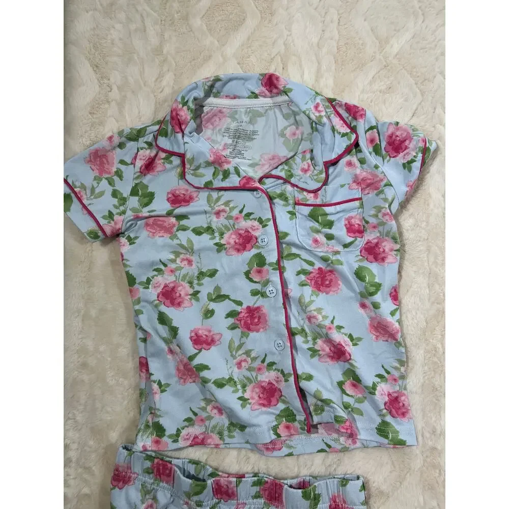 Girls 4T Pajama Bundle 2 Sets Bamboo Goosies Tahari Floral Butterflies EUC